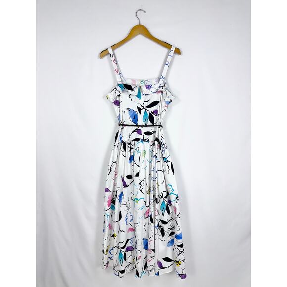 Karl Lagerfield Women's Artsy Maximalist Midi Dress Size 10 White Rainbow - Picture 9 of 16